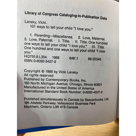 Vicki Lansky 101 Ways To Tell Your Child I Love You & 101 Ways To Make Your Chil - Picture 3 of 4